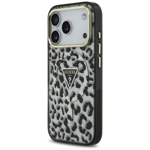 Guess nakładka Leopard Glitter MagSafe do iPhone 17 Pro czarna