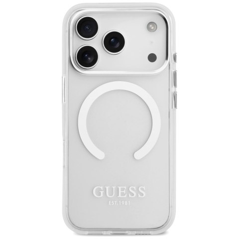 Guess nakładka Metal Outline MagSafe do iPhone 17 Pro srebrna