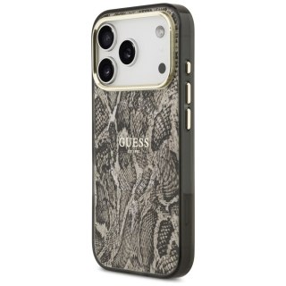 Guess nakładka Python Pattern MagSafe do iPhone 17 Pro Max brązowa