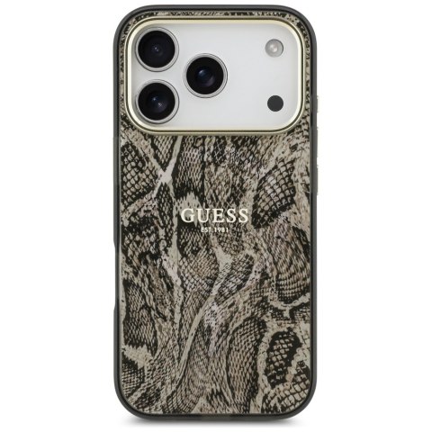 Guess nakładka Python Pattern MagSafe do iPhone 17 Pro Max brązowa