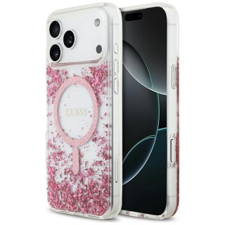 Guess nakładka Resin Bottom Glitter MagSafe do iPhone 17 Pro Max różowa