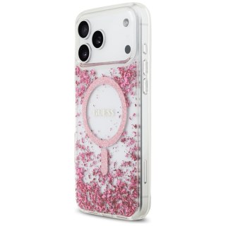 Guess nakładka Resin Bottom Glitter MagSafe do iPhone 17 Pro Max różowa