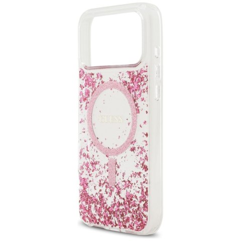 Guess nakładka Resin Bottom Glitter MagSafe do iPhone 17 Pro Max różowa