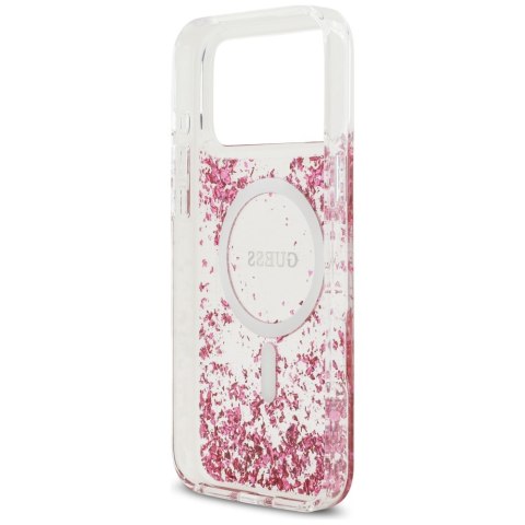 Guess nakładka Resin Bottom Glitter MagSafe do iPhone 17 Pro Max różowa