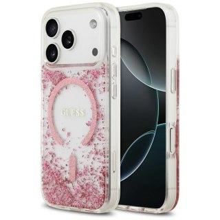 Guess nakładka Resin Bottom Glitter MagSafe do iPhone 17 Pro różowa