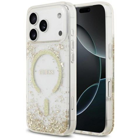 Guess nakładka Resin Bottom Glitter MagSafe do iPhone 17 Pro złota