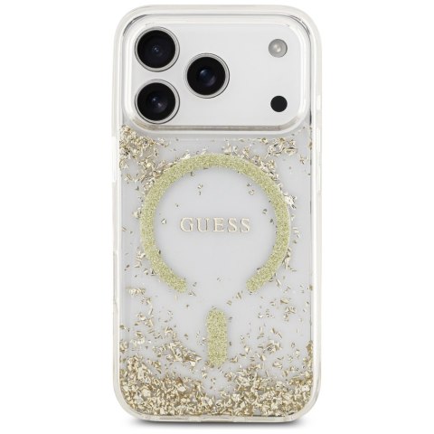 Guess nakładka Resin Bottom Glitter MagSafe do iPhone 17 Pro złota