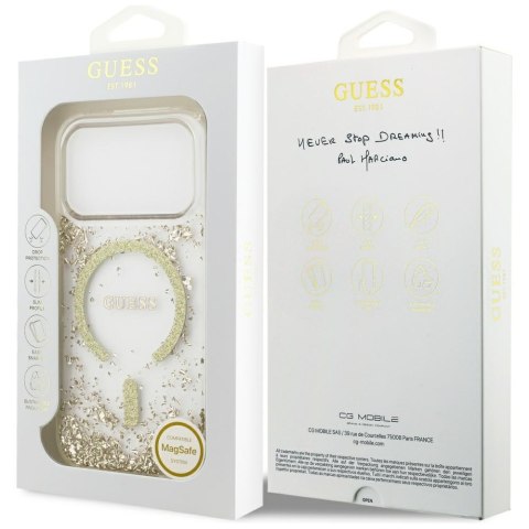 Guess nakładka Resin Bottom Glitter MagSafe do iPhone 17 Pro złota
