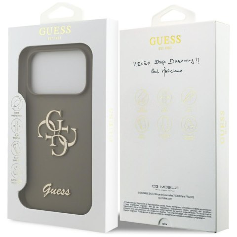 Guess nakładka Silicone Big 4G Script do iPhone 17 Pro Max brązowa