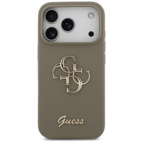 Guess nakładka Silicone Big 4G Script do iPhone 17 Pro brązowa