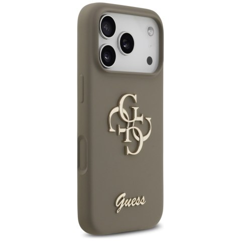 Guess nakładka Silicone Big 4G Script do iPhone 17 Pro brązowa