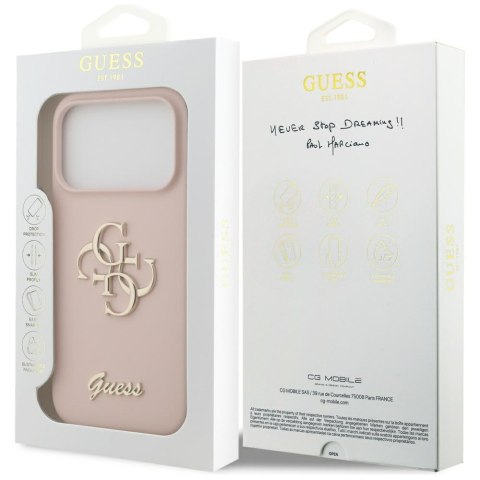 Guess nakładka Silicone Big 4G Script do iPhone 17 Pro różowa