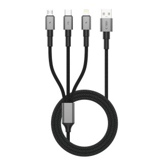 TECH-PROTECT ULTRABOOST DNA 3IN1 LIGHTNING & TYPE-C & MICRO-USB CABLE 3A 120CM IRON GREY