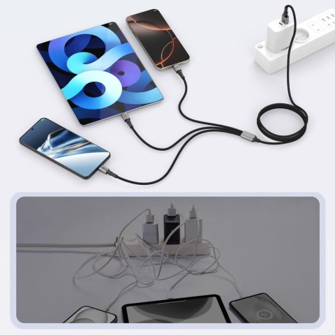 TECH-PROTECT ULTRABOOST DNA 3IN1 LIGHTNING & TYPE-C & MICRO-USB CABLE 3A 120CM IRON GREY