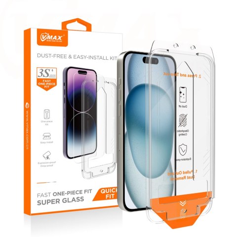 Vmax szkło hartowane easy install 2,5D Normal Glass do iPhone 15 6,1" / 16 6,1"