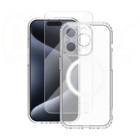 Vmax zestaw nakładka Mag + szkło 2,5D premium do iPhone 15 Pro 6,1" Vmax zestaw nakładka Mag + szkło 2,5D premium do iPhone 15 Pro 6,1"