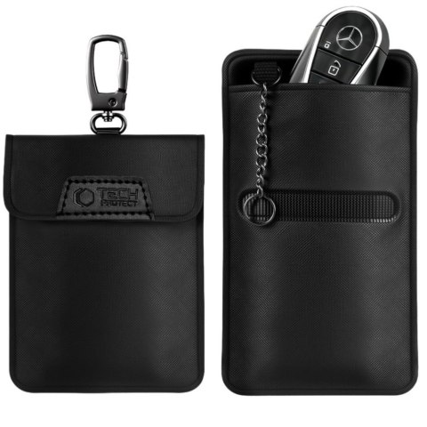 KLATKA FARADAYA TECH-PROTECT KLR400 POUCH KEYLESS RFID SIGNAL BLOCKER CASE BLACK/BLACK