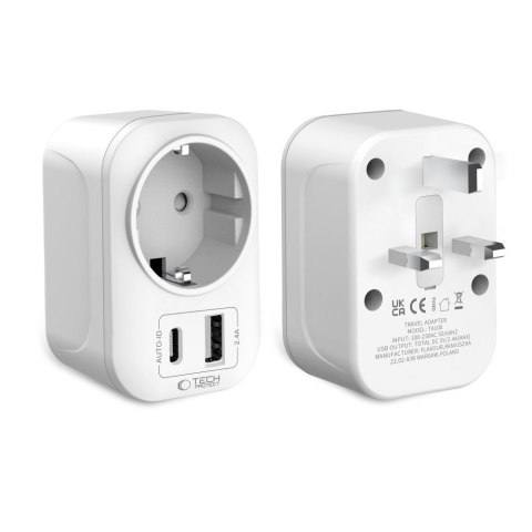 TECH-PROTECT TA100 TRAVEL ADAPTER UK TO EU WHITE