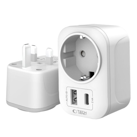 TECH-PROTECT TA100 TRAVEL ADAPTER UK TO EU WHITE