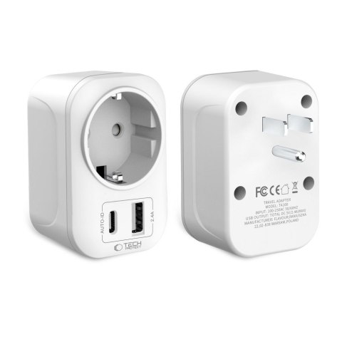 TECH-PROTECT TA100 TRAVEL ADAPTER US TO EU WHITE