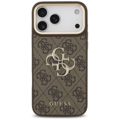 Guess nakładka 4G Big 4G Classic Logo Big Strap Metal Buttons do iPhone 17 Pro Max brązowa