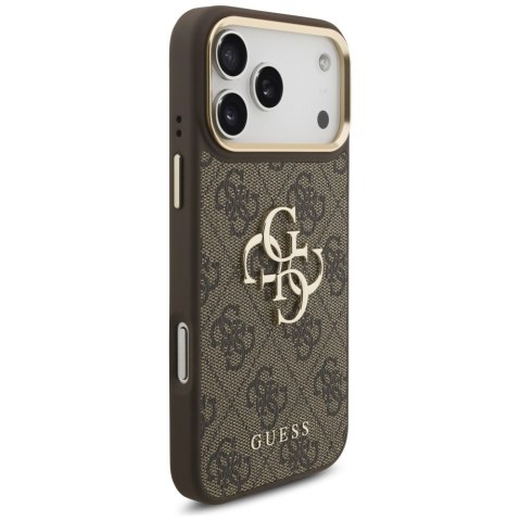 Guess nakładka 4G Big 4G Classic Logo Big Strap Metal Buttons do iPhone 17 Pro Max brązowa