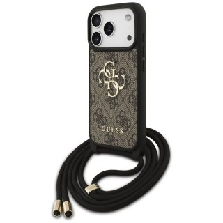 Guess nakładka 4G Big Logo Cord Stap Crossbody do iPhone 17 Pro brązowa