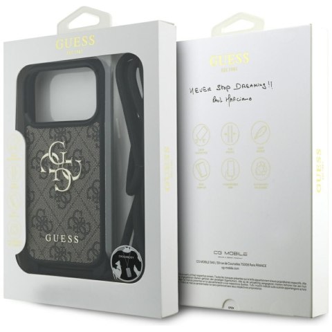 Guess nakładka 4G Big Logo Cord Stap Crossbody do iPhone 17 Pro brązowa