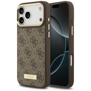 Guess nakładka 4G Logo Plate MagSafe do iPhone 17 Pro Max brązowa
