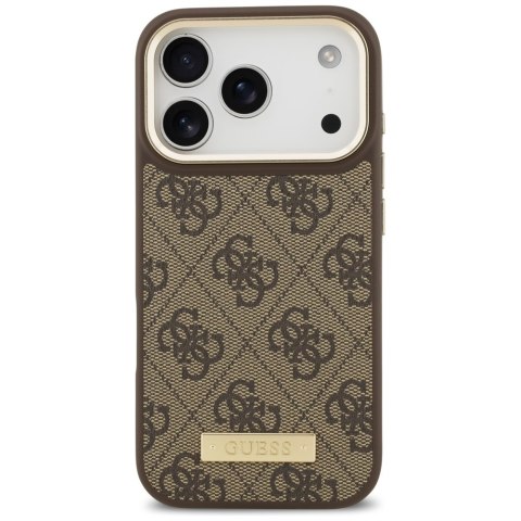 Guess nakładka 4G Logo Plate MagSafe do iPhone 17 Pro brązowa
