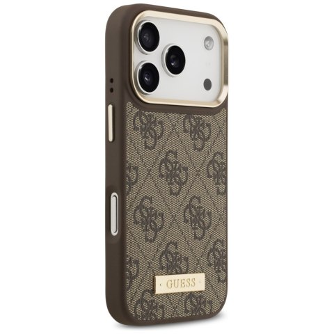 Guess nakładka 4G Logo Plate MagSafe do iPhone 17 Pro brązowa