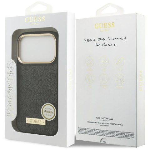 Guess nakładka 4G Logo Plate MagSafe do iPhone 17 Pro czarna