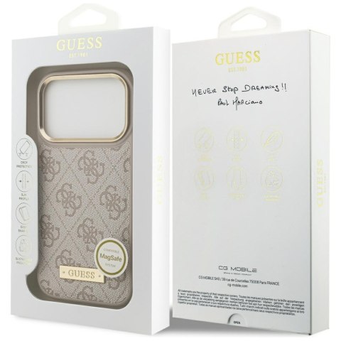 Guess nakładka 4G Logo Plate MagSafe do iPhone 17 Pro różowa