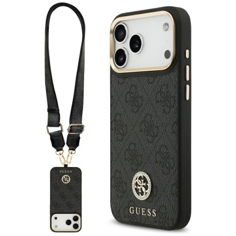 Guess nakładka 4G Srtass Logo & Big Strap Metal Buttons MagSafe do iPhone 17 Pro Max czarna