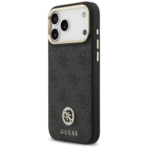 Guess nakładka 4G Srtass Logo & Big Strap Metal Buttons MagSafe do iPhone 17 Pro Max czarna