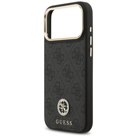 Guess nakładka 4G Srtass Logo & Big Strap Metal Buttons MagSafe do iPhone 17 Pro Max czarna
