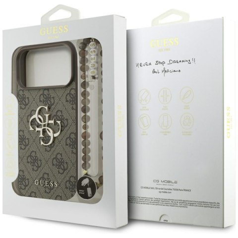 Guess nakładka 4G Strap 4G Classic Logo do iPhone 17 Pro Max brązowa