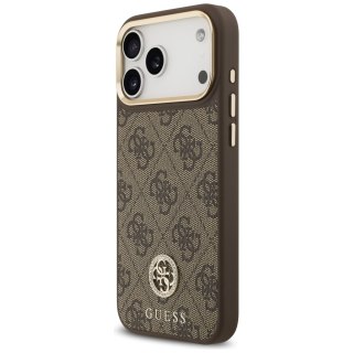 Guess nakładka 4G Strass Logo & Big Strap Metal Buttons MagSafe do iPhone 17 Pro Max brązowa