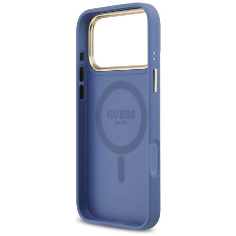 Guess nakładka 4G Strass Logo & Big Strap Metal Buttons MagSafe do iPhone 17 Pro Max niebieska