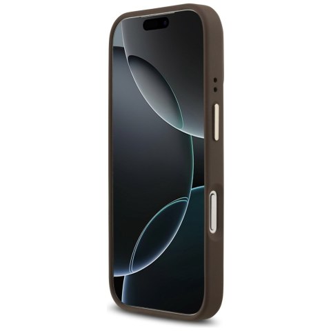 Guess nakładka 4G Strass Logo & Big Strap Metal Buttons MagSafe do iPhone 17 Pro brązowa