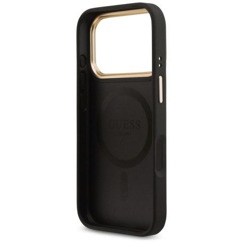 Guess nakładka 4G Strass Logo & Big Strap Metal Buttons MagSafe do iPhone 17 Pro czarna