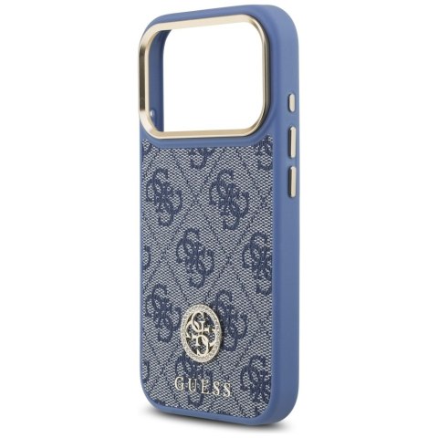 Guess nakładka 4G Strass Logo & Big Strap Metal Buttons MagSafe do iPhone 17 Pro niebieska