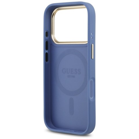 Guess nakładka 4G Strass Logo & Big Strap Metal Buttons MagSafe do iPhone 17 Pro niebieska