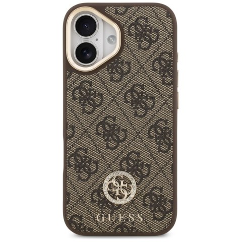 Guess nakładka 4G Strass Logo & Big Strap Metal Buttons MagSafe do iPhone 17 brązowa