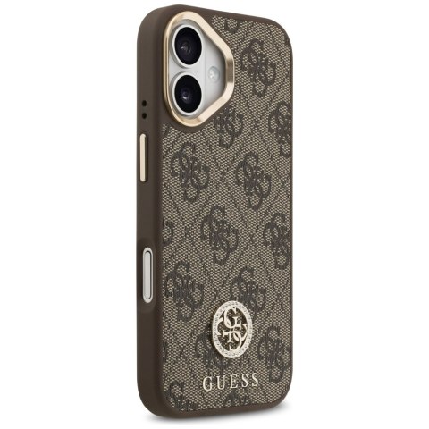 Guess nakładka 4G Strass Logo & Big Strap Metal Buttons MagSafe do iPhone 17 brązowa