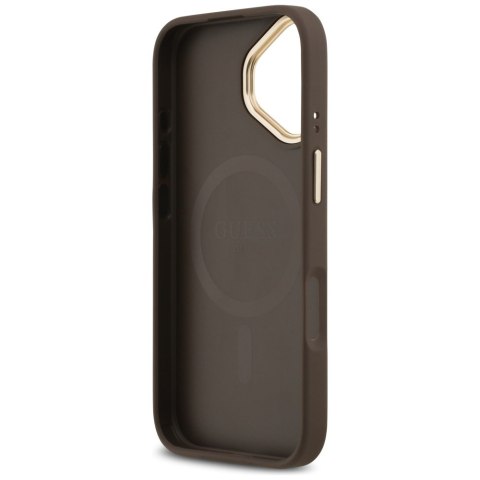 Guess nakładka 4G Strass Logo & Big Strap Metal Buttons MagSafe do iPhone 17 brązowa