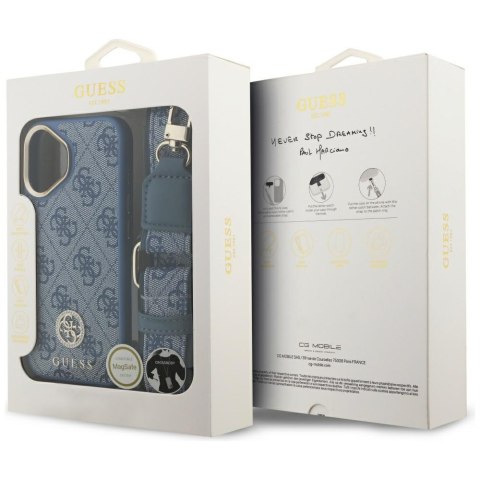 Guess nakładka 4G Strass Logo & Big Strap Metal Buttons MagSafe do iPhone 17 niebieska