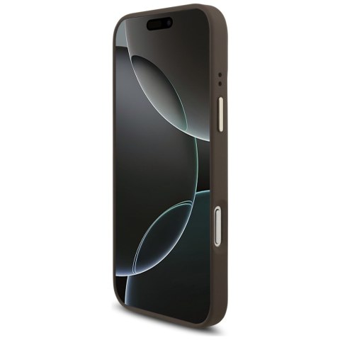 Guess nakładka 4G Triangle Logo & Big Strap Metal Buttons MagSafe do iPhone 17 Pro Max brązowa