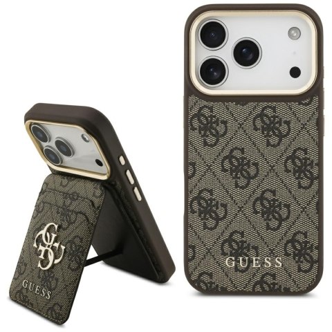 Guess nakładka 4G z portfelem Magsafe do iPhone 17 Pro brązowa