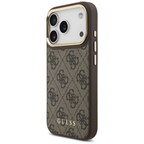 Guess nakładka 4G z portfelem Magsafe do iPhone 17 Pro brązowa
